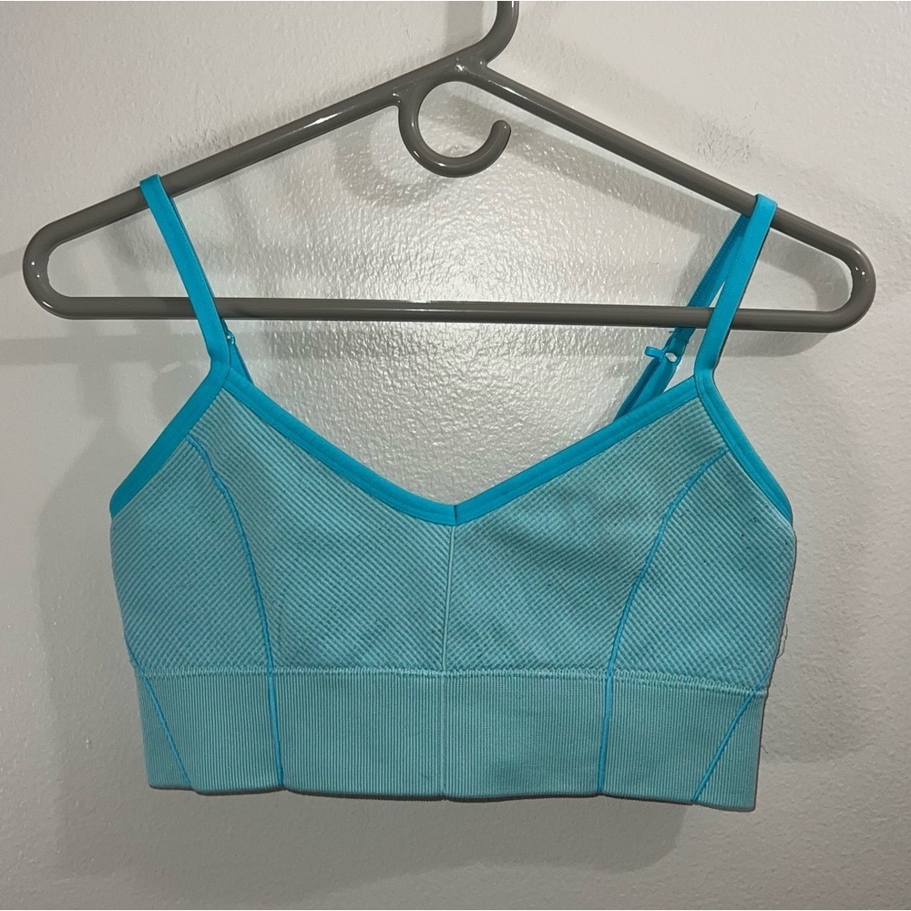 OFFLINE By Aerie Turquoises Ribbed 2” Bike Shorts and Longline Bra Top Set Med